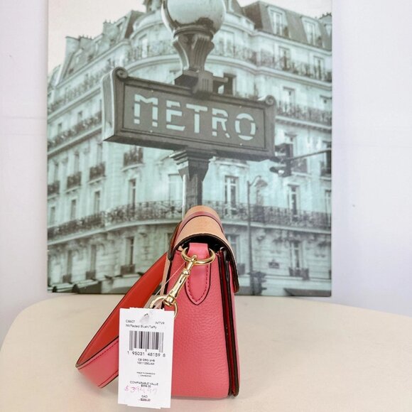 Coach C8607 Georgie Shoulder Bag In Colorblock IN Faded Blush Taffy - Picture 6 of 9